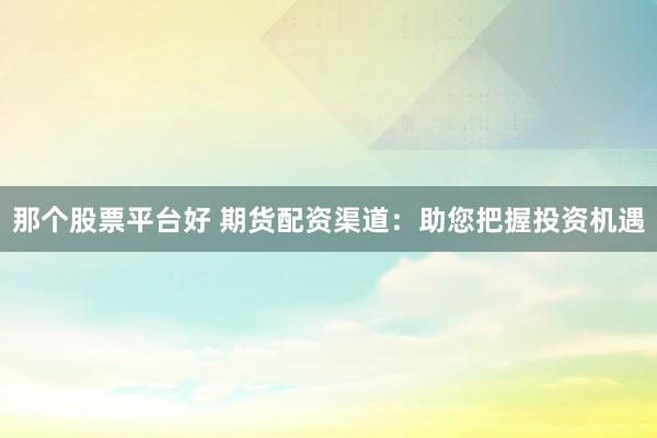 那个股票平台好 期货配资渠道：助您把握投资机遇