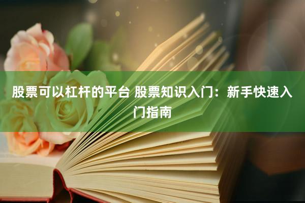 股票可以杠杆的平台 股票知识入门：新手快速入门指南