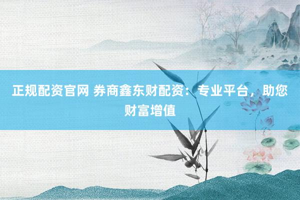 正规配资官网 券商鑫东财配资：专业平台，助您财富增值