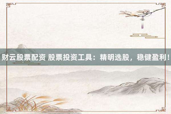 财云股票配资 股票投资工具：精明选股，稳健盈利！