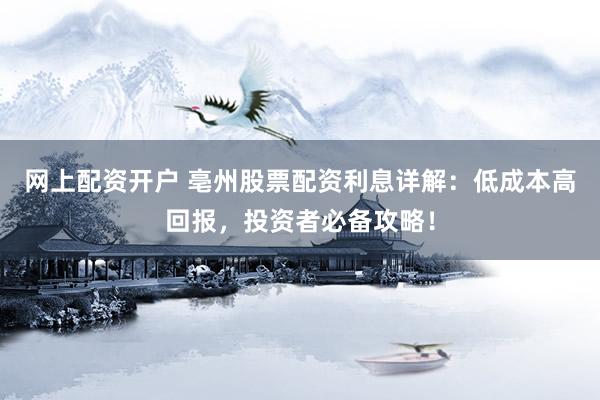 网上配资开户 亳州股票配资利息详解：低成本高回报，投资者必备攻略！