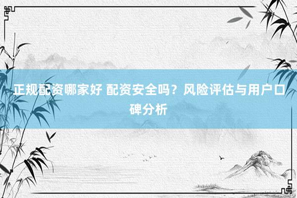 正规配资哪家好 配资安全吗？风险评估与用户口碑分析