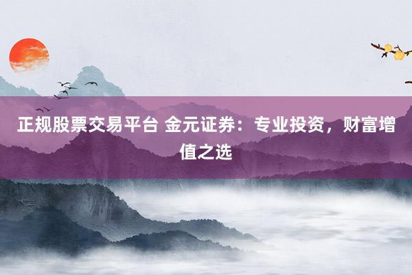 正规股票交易平台 金元证券：专业投资，财富增值之选