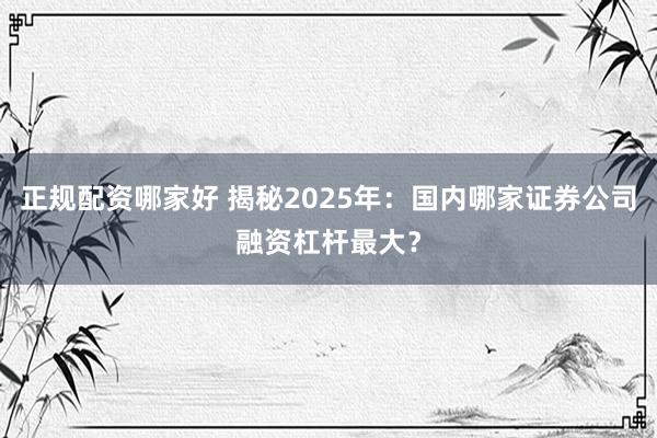 正规配资哪家好 揭秘2025年：国内哪家证券公司融资杠杆最大？