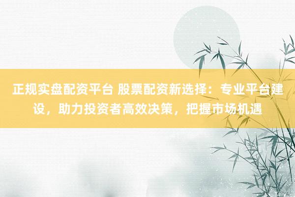 正规实盘配资平台 股票配资新选择：专业平台建设，助力投资者高效决策，把握市场机遇