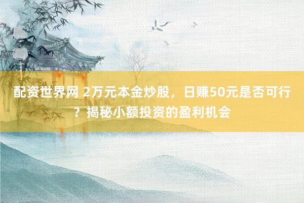 配资世界网 2万元本金炒股，日赚50元是否可行？揭秘小额投资的盈利机会