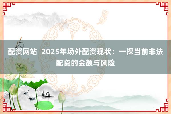配资网站  2025年场外配资现状:一探当前非法配资的金额与风险
